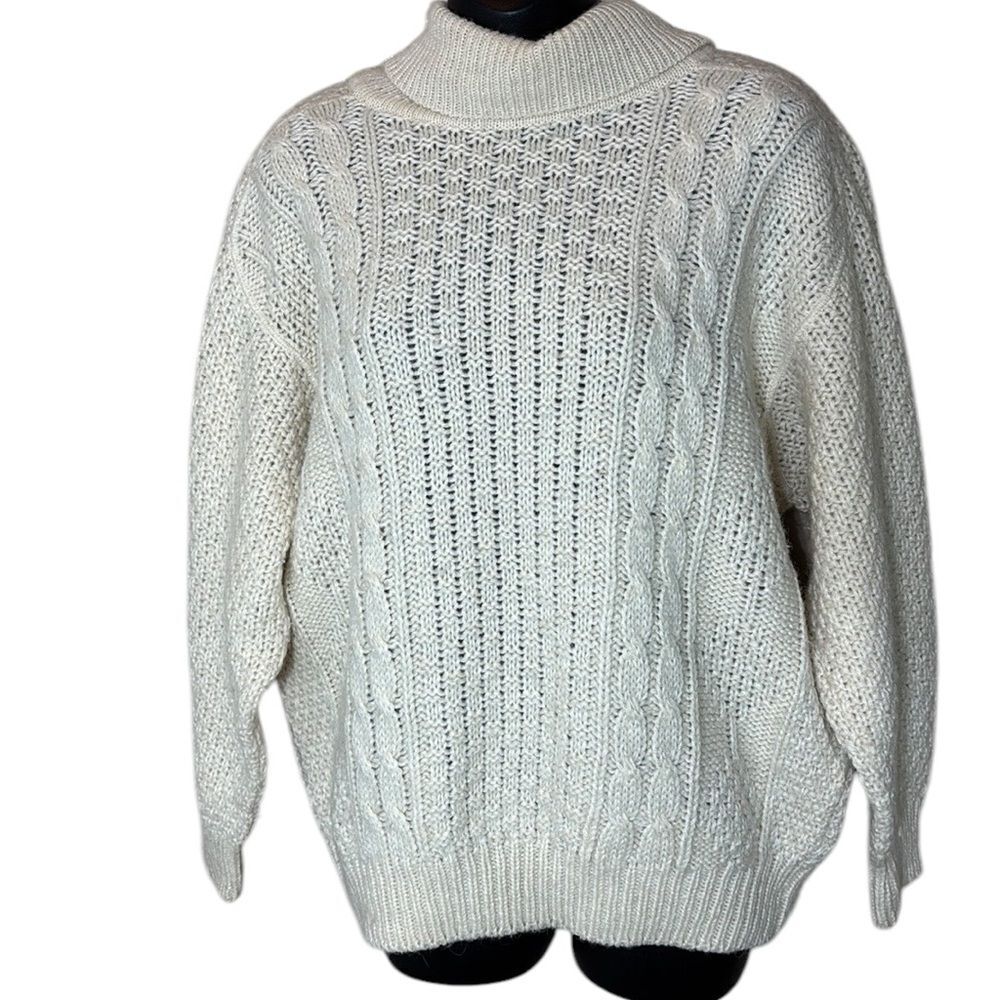 Vintage Bogner‎ wool alpaca cable knit turtleneck sweater small fisherman